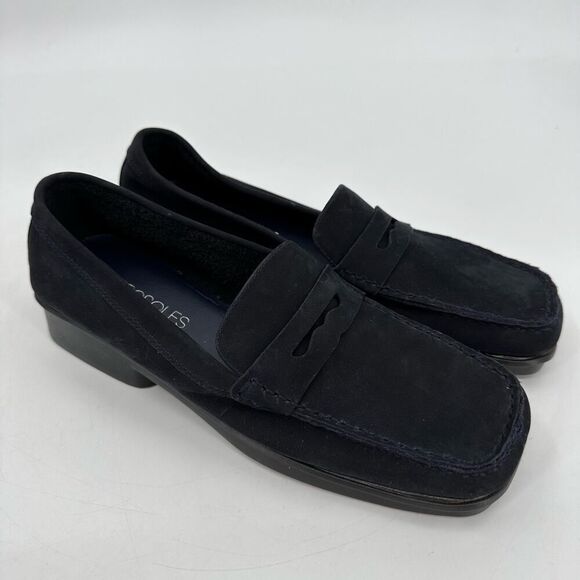 AEROSOLES Black Suede Loafers Flats Shoes Square Toe Womens Size 6 Med NWOT - Picture 7 of 9